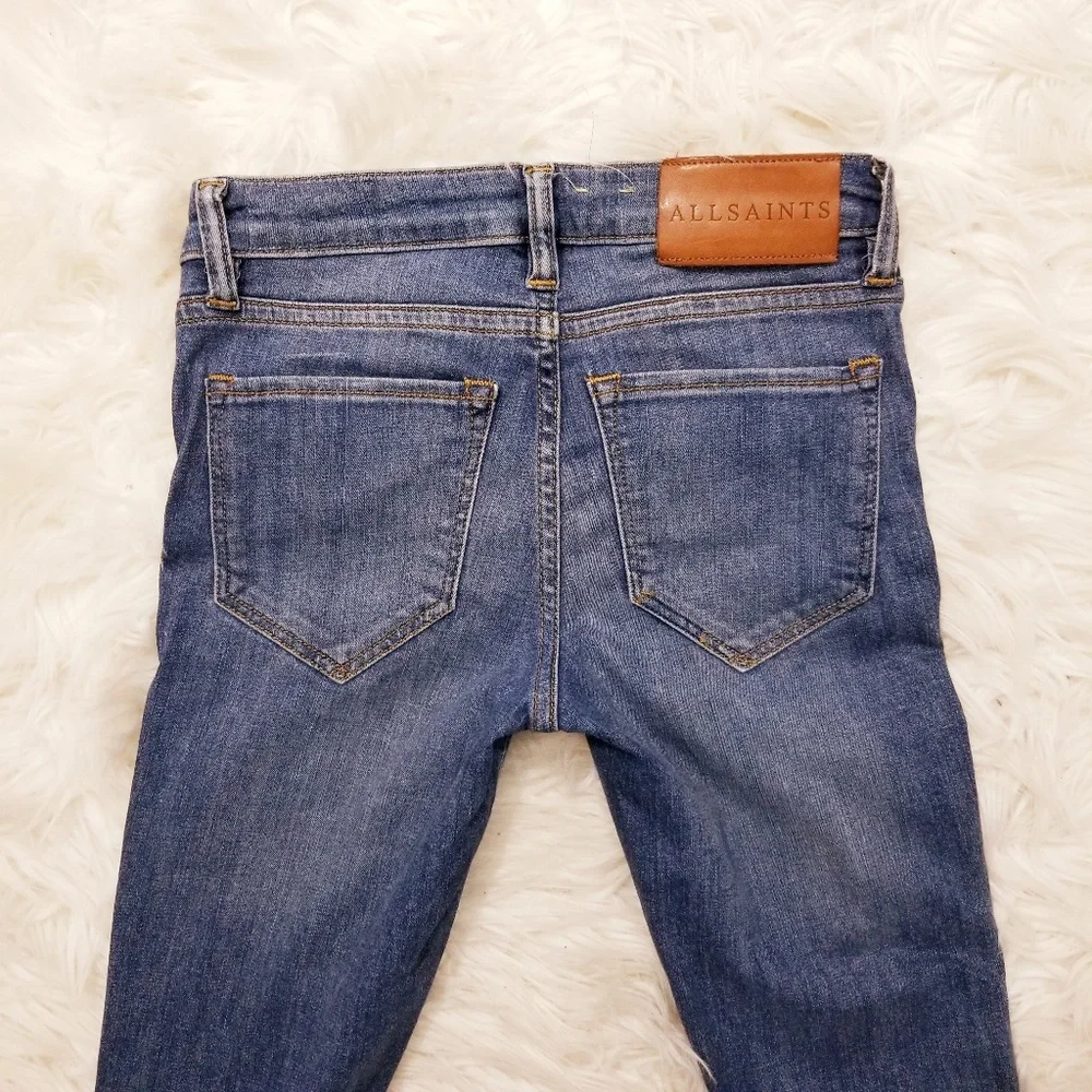 Allsaints Womens Mast Skinny Jeans Blue Sz 25